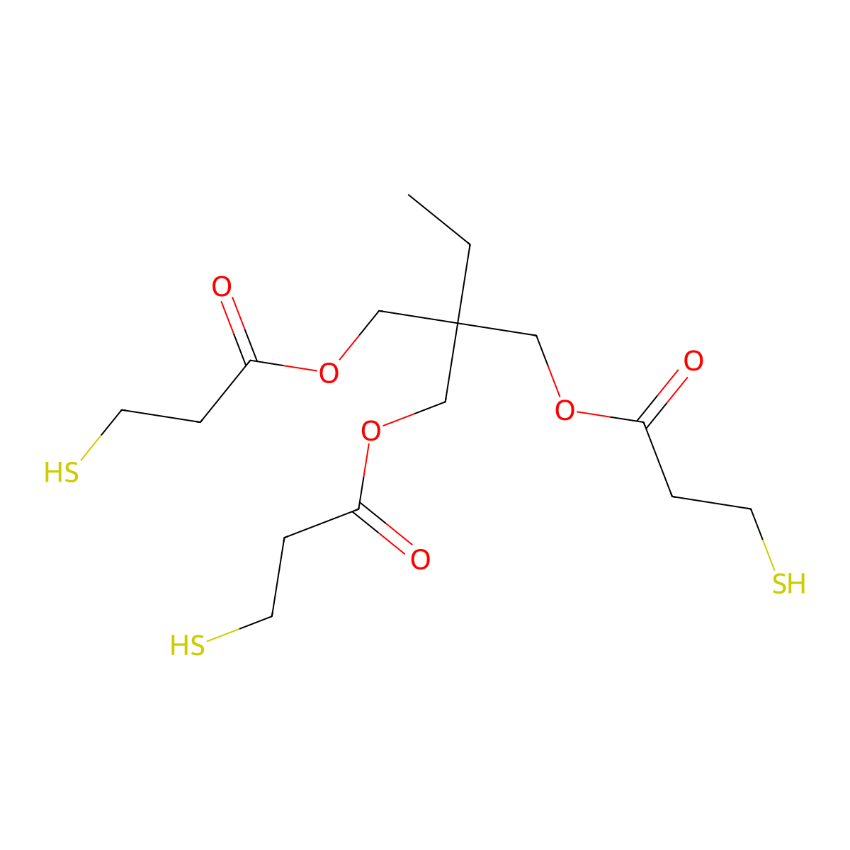 Trimethylolpropane tris(3-mercaptopropionate) molecular structure, CAS 33007-83-9