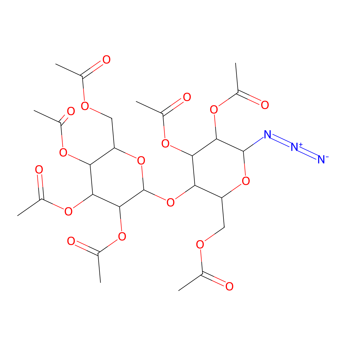 [4,5-Diacetyloxy-6-azido-3-[3,4,5-triacetyloxy-6-(acetyloxymethyl)oxan-2-yl]oxyoxan-2-yl]methyl acetate molecular structure, CAS 33012-49-6
