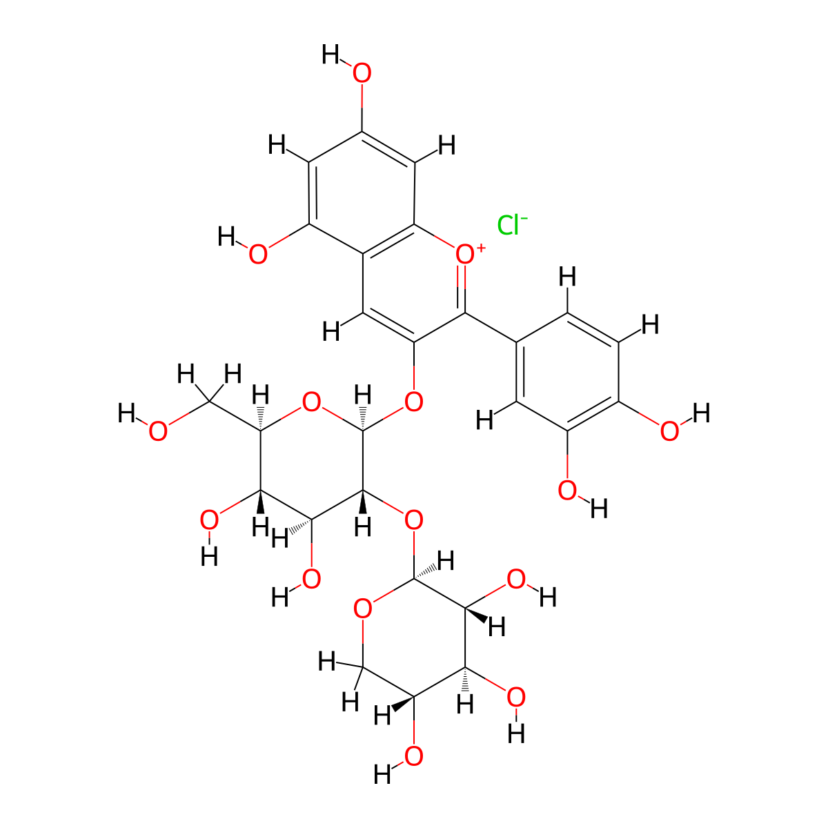 Cyanidin 3-sambubioside molecular structure, CAS 33012-73-6