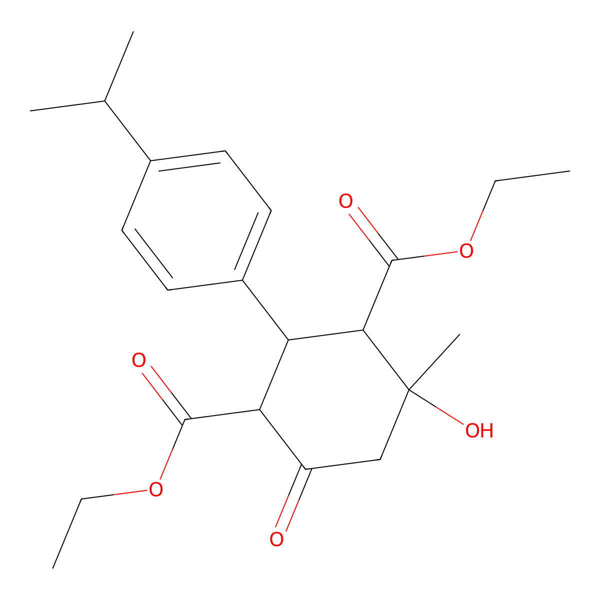 Diethyl 4-hydroxy-2-(4-isopropylphenyl)-4-methyl-6-oxo-1,3-cyclohexanedicarboxylate molecular structure, CAS 330155-84-5