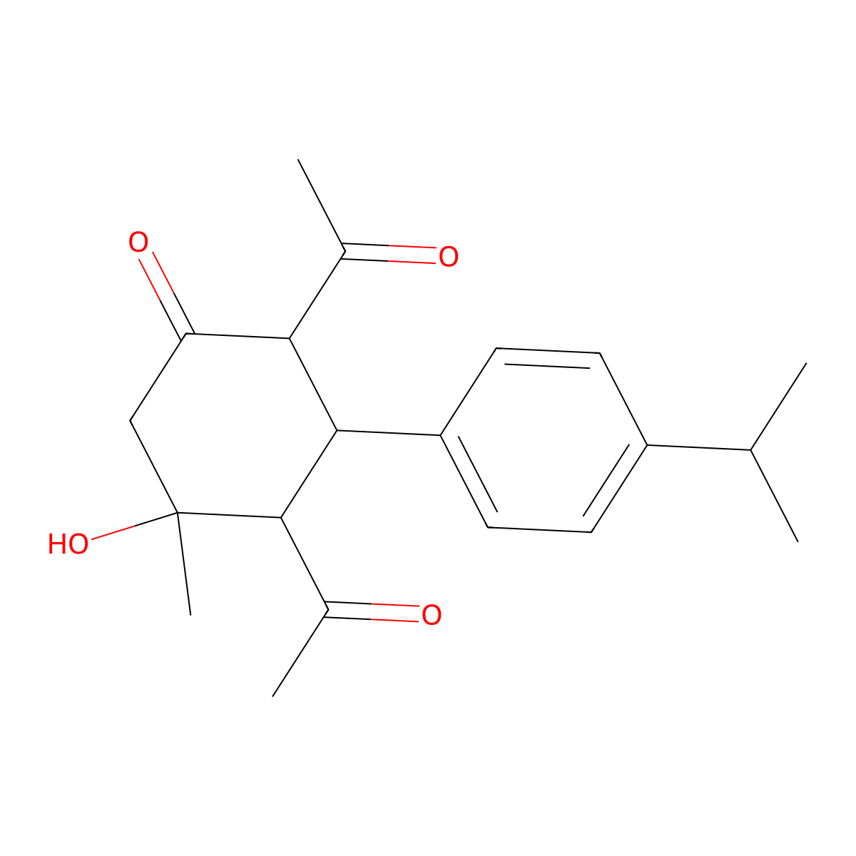 2,4-Diacetyl-5-hydroxy-5-methyl-3-(4-propan-2-ylphenyl)cyclohexan-1-one molecular structure, CAS 330155-86-7