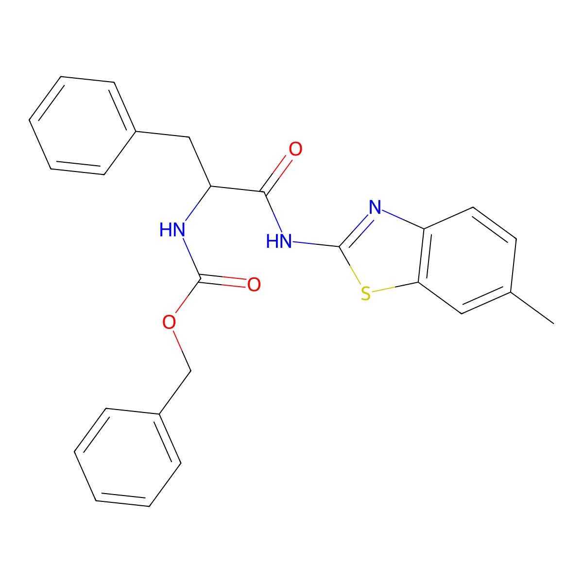 benzyl N-[1-[(6-methyl-1,3-benzothiazol-2-yl)amino]-1-oxo-3-phenylpropan-2-yl]carbamate molecular structure, CAS 330156-03-1