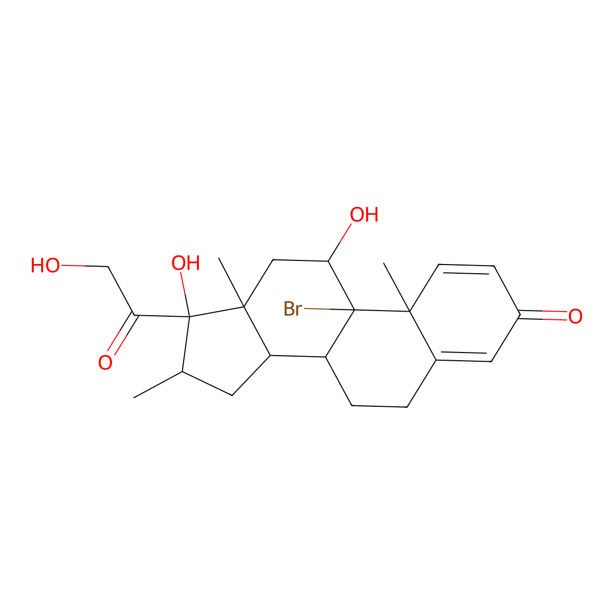 (8S,9R,10S,11S,13S,14S,16S,17R)-9-bromo-11,17-dihydroxy-17-(2-hydroxyacetyl)-10,13,16-trimethyl-6,7,8,11,12,14,15,16-octahydrocyclopenta[a]phenanthren-3-one molecular structure, CAS 330157-03-4