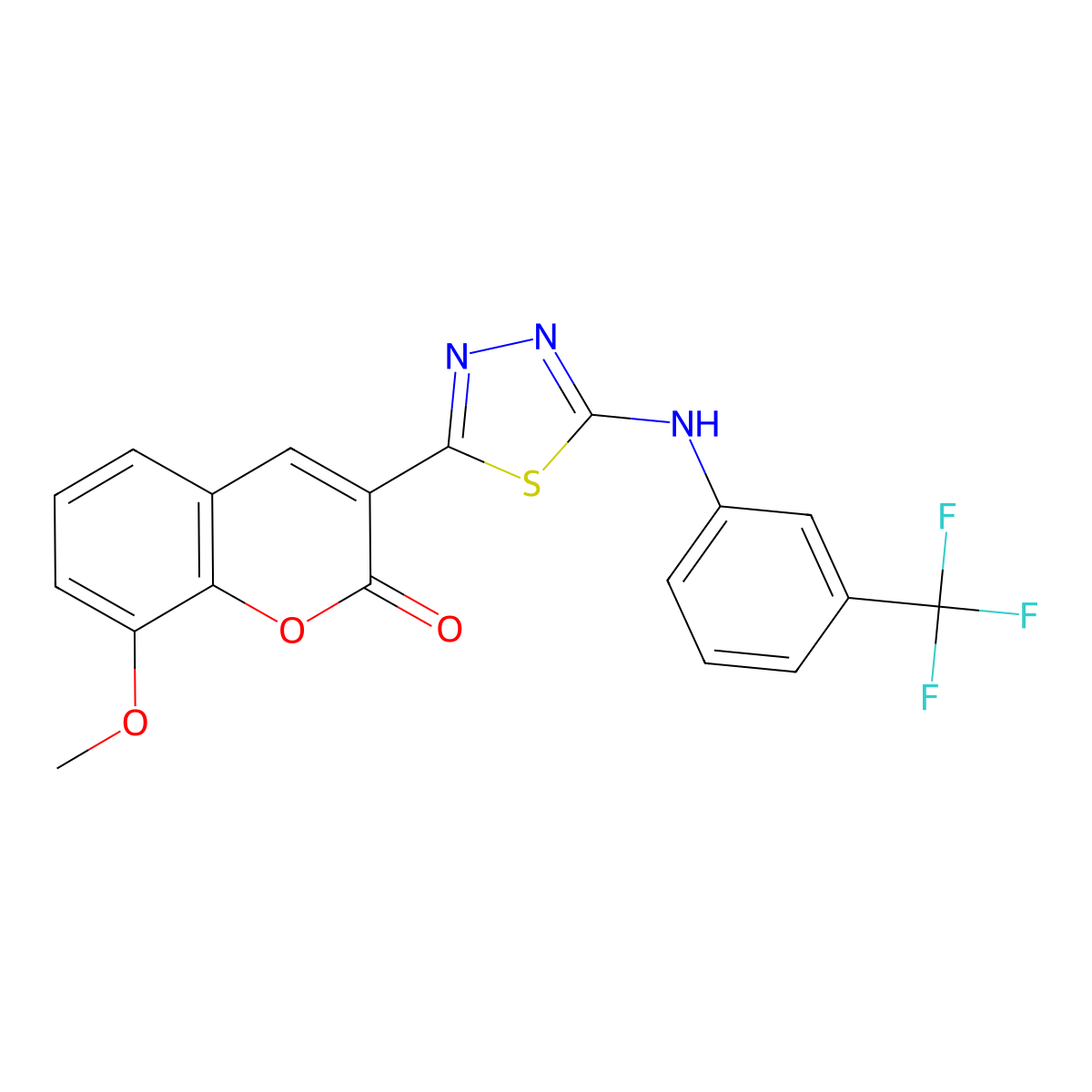 8-methoxy-3-{5-[3-(trifluoromethyl)anilino]-1,3,4-thiadiazol-2-yl}-2H-chromen-2-one molecular structure, CAS 330157-42-1