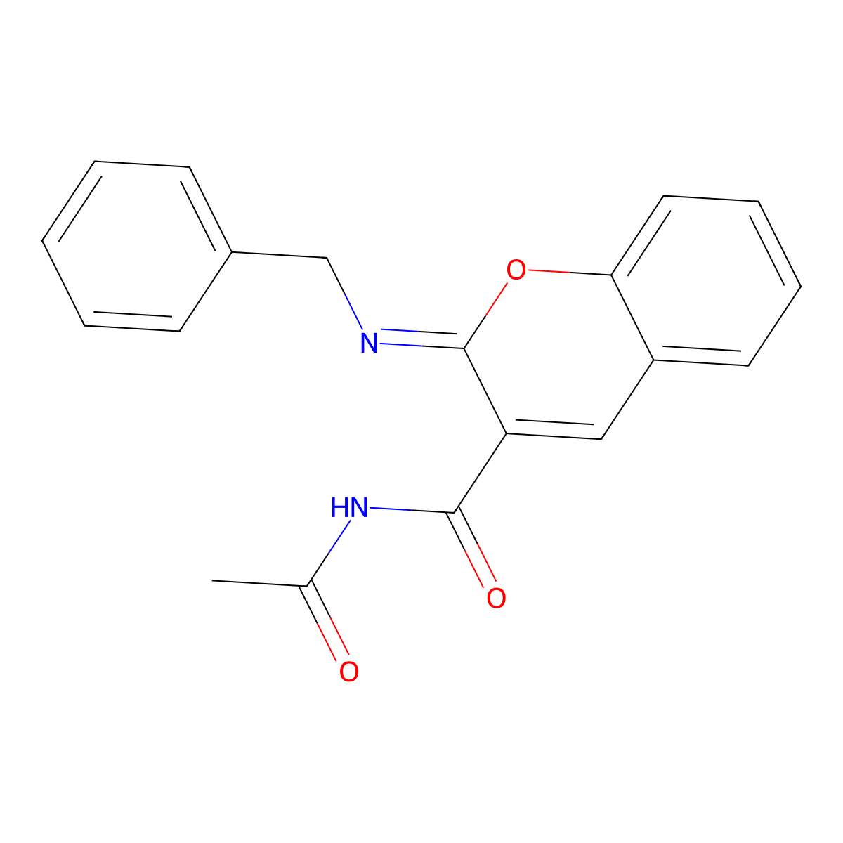 N-acetyl-2-benzyliminochromene-3-carboxamide molecular structure, CAS 330157-51-2