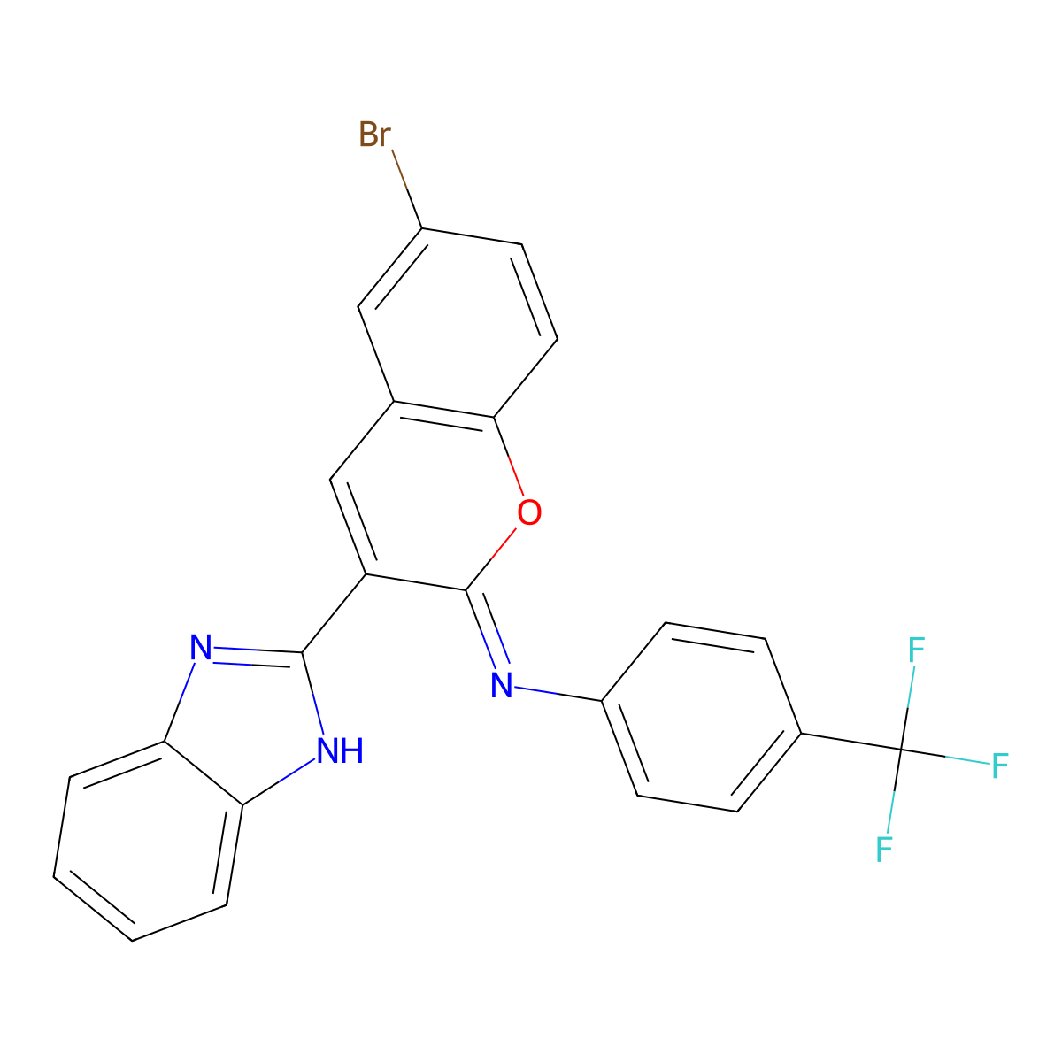 3-(1H-benzimidazol-2-yl)-6-bromo-N-[4-(trifluoromethyl)phenyl]chromen-2-imine molecular structure, CAS 330158-08-2