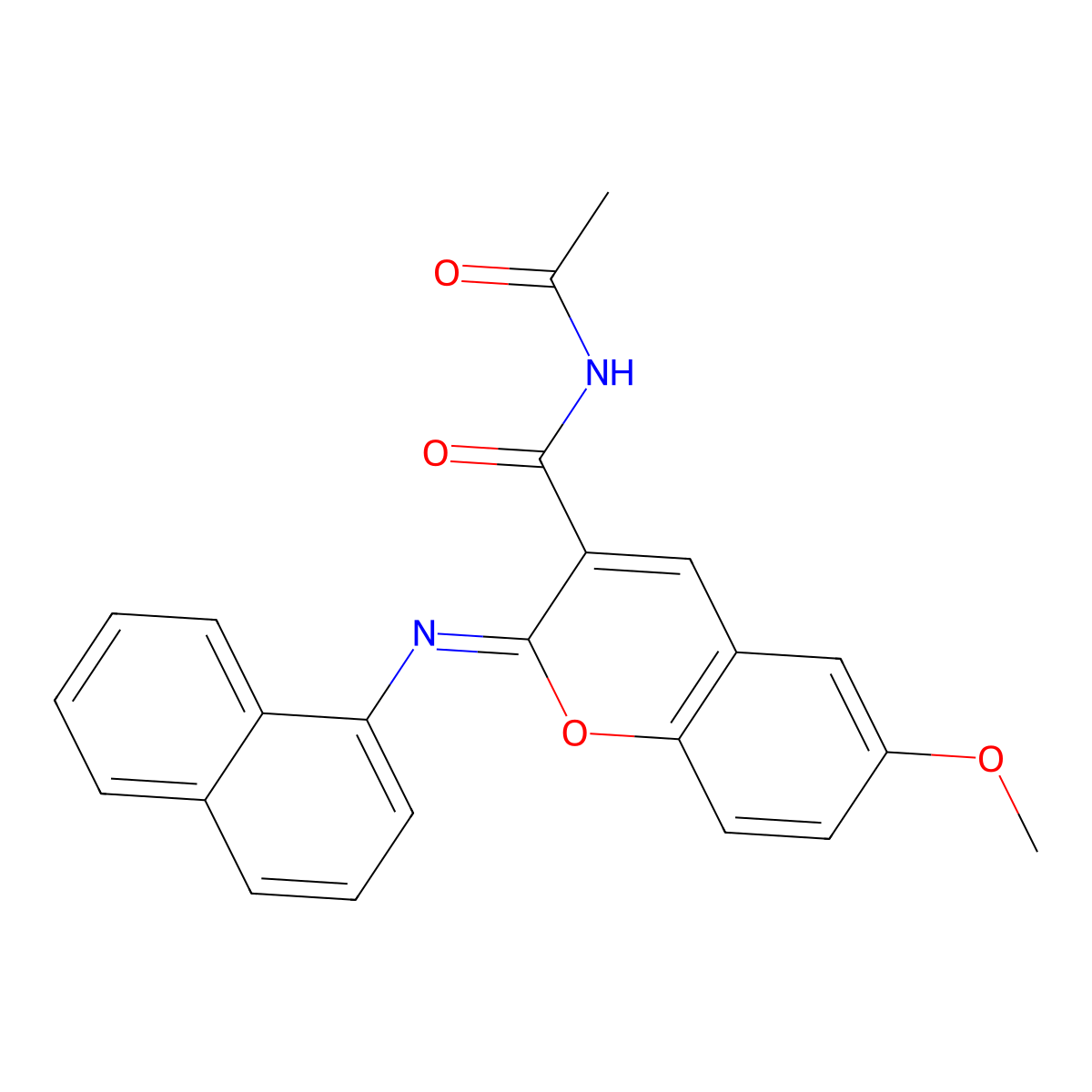 N-acetyl-6-methoxy-2-naphthalen-1-yliminochromene-3-carboxamide molecular structure, CAS 330158-18-4