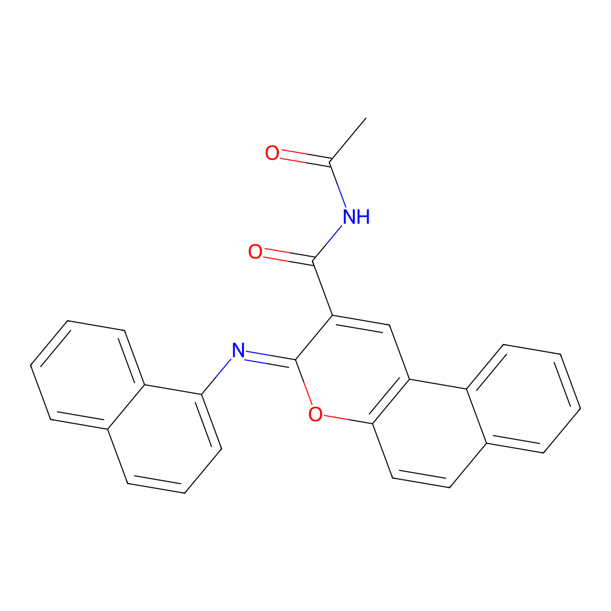 N-acetyl-3-naphthalen-1-yliminobenzo[f]chromene-2-carboxamide molecular structure, CAS 330158-20-8