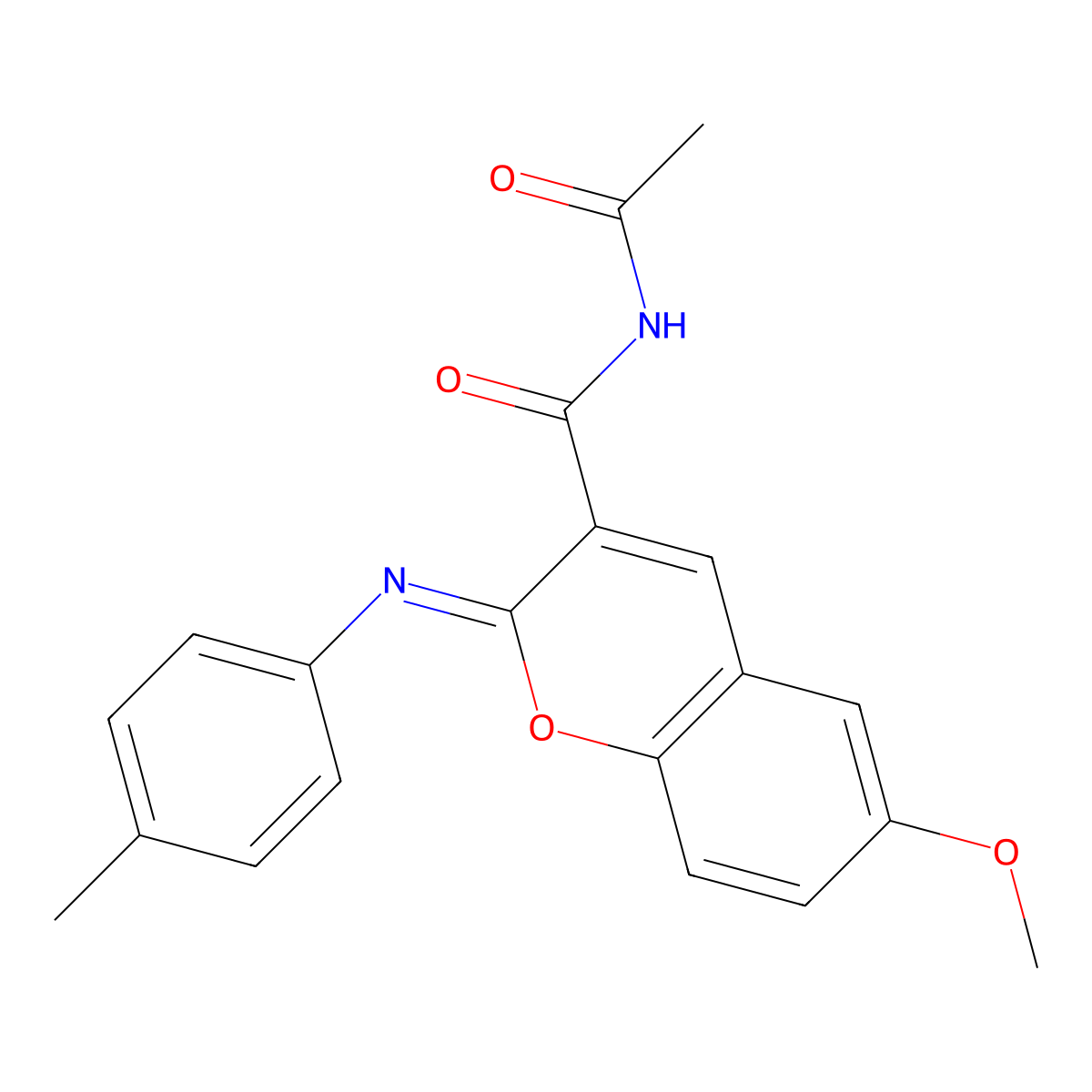 (2Z)-N-acetyl-6-methoxy-2-[(4-methylphenyl)imino]-2H-chromene-3-carboxamide molecular structure, CAS 330158-24-2