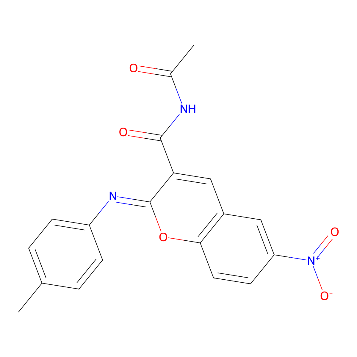 (2Z)-N-acetyl-2-[(4-methylphenyl)imino]-6-nitro-2H-chromene-3-carboxamide molecular structure, CAS 330158-27-5