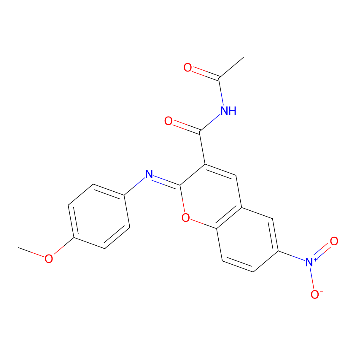 (2Z)-N-acetyl-2-[(4-methoxyphenyl)imino]-6-nitro-2H-chromene-3-carboxamide molecular structure, CAS 330158-44-6