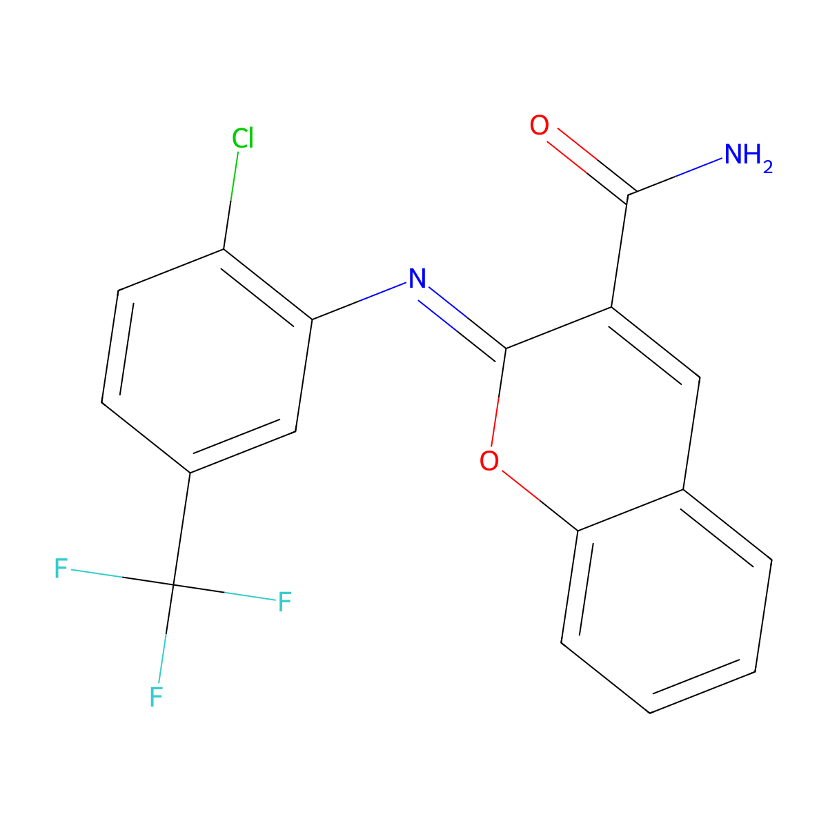 (2Z)-2-{[2-chloro-5-(trifluoromethyl)phenyl]imino}-2H-chromene-3-carboxamide molecular structure, CAS 330158-56-0
