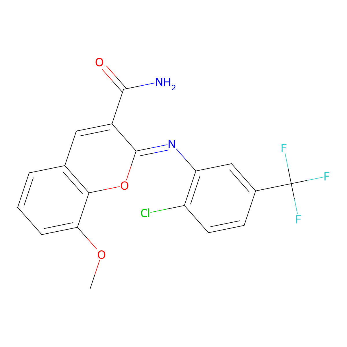 (2Z)-2-{[2-chloro-5-(trifluoromethyl)phenyl]imino}-8-methoxy-2H-chromene-3-carboxamide molecular structure, CAS 330158-58-2