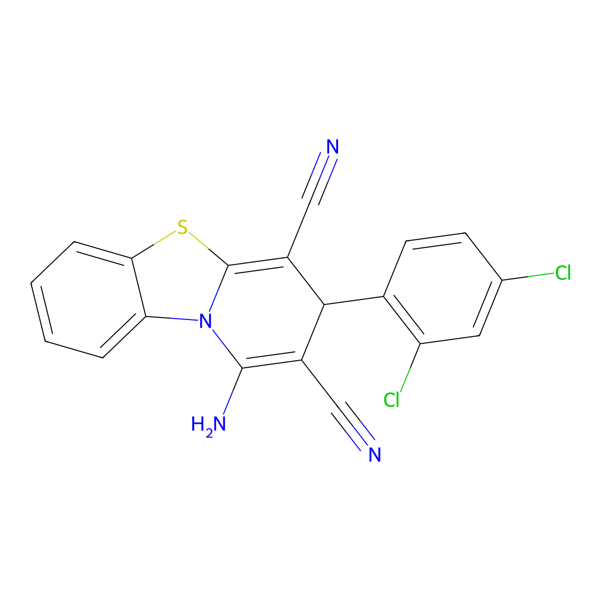 1-amino-3-(2,4-dichlorophenyl)-3H-pyrido[2,1-b][1,3]benzothiazole-2,4-dicarbonitrile molecular structure, CAS 330158-89-9