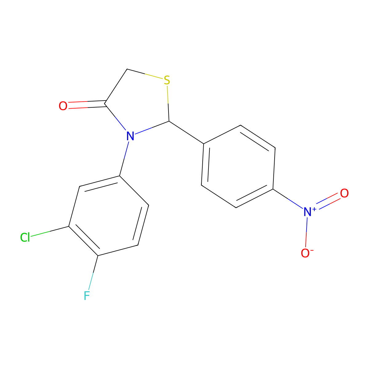 3-(3-Chloro-4-fluorophenyl)-2-(4-nitrophenyl)-1,3-thiazolidin-4-one molecular structure, CAS 330175-39-8