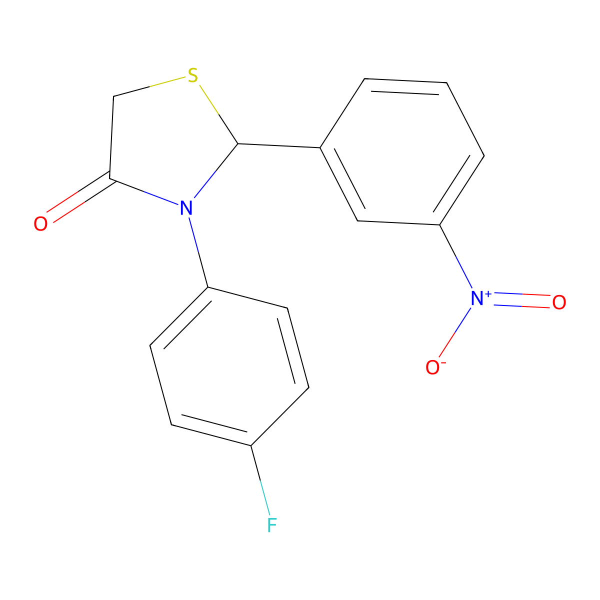 4-Thiazolidinone, 3-(4-fluorophenyl)-2-(3-nitrophenyl)- molecular structure, CAS 330175-58-1