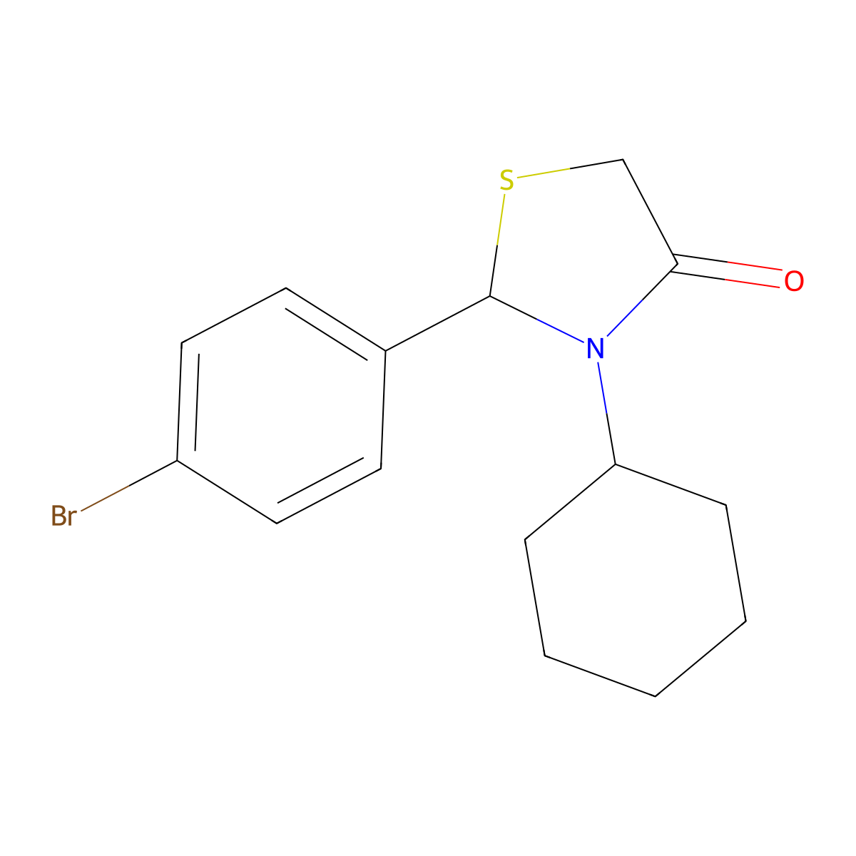 2-(4-Bromophenyl)-3-cyclohexyl-1,3-thiazolidin-4-one molecular structure, CAS 330175-60-5