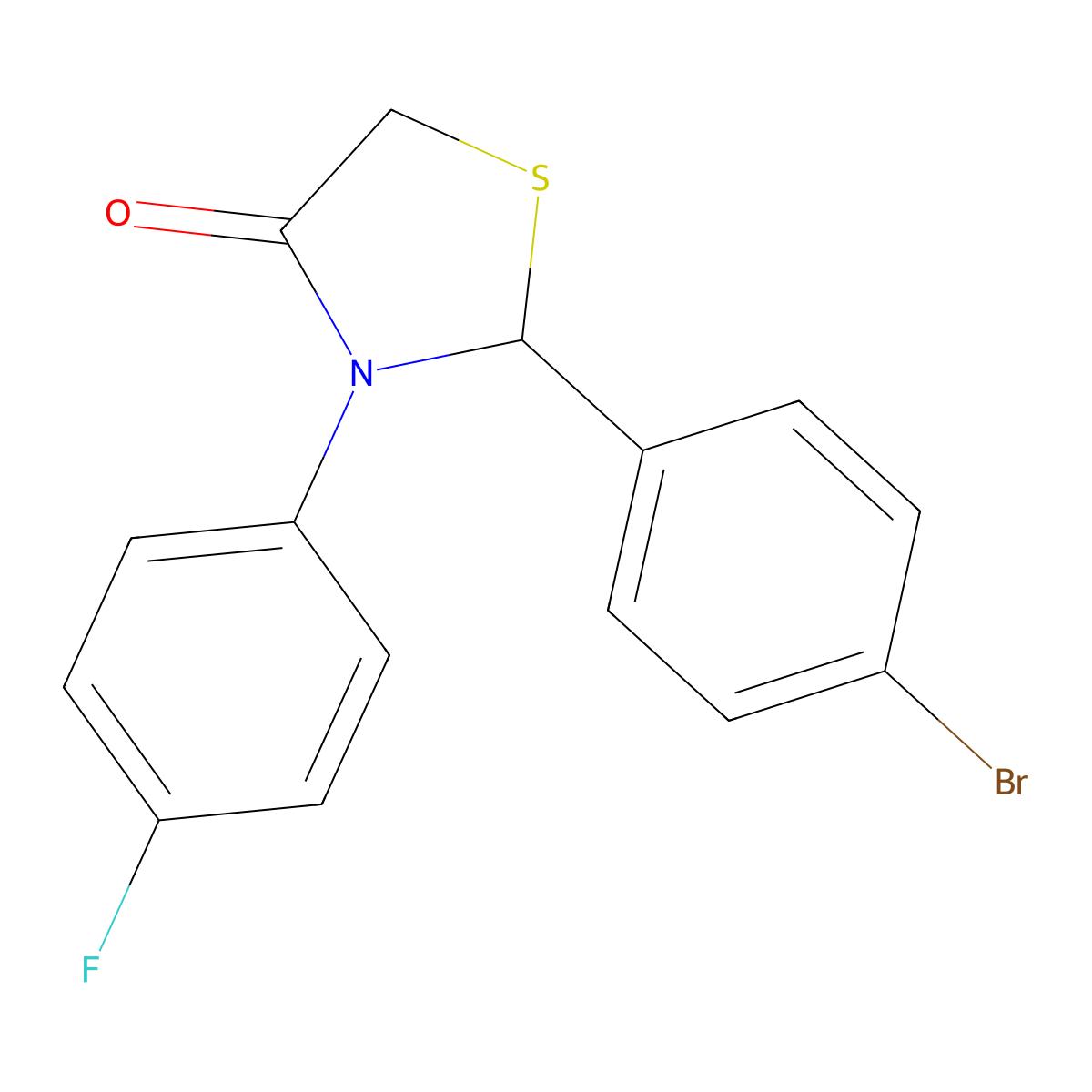 2-(4-Bromophenyl)-3-(4-fluorophenyl)-1,3-thiazolidin-4-one molecular structure, CAS 330175-67-2