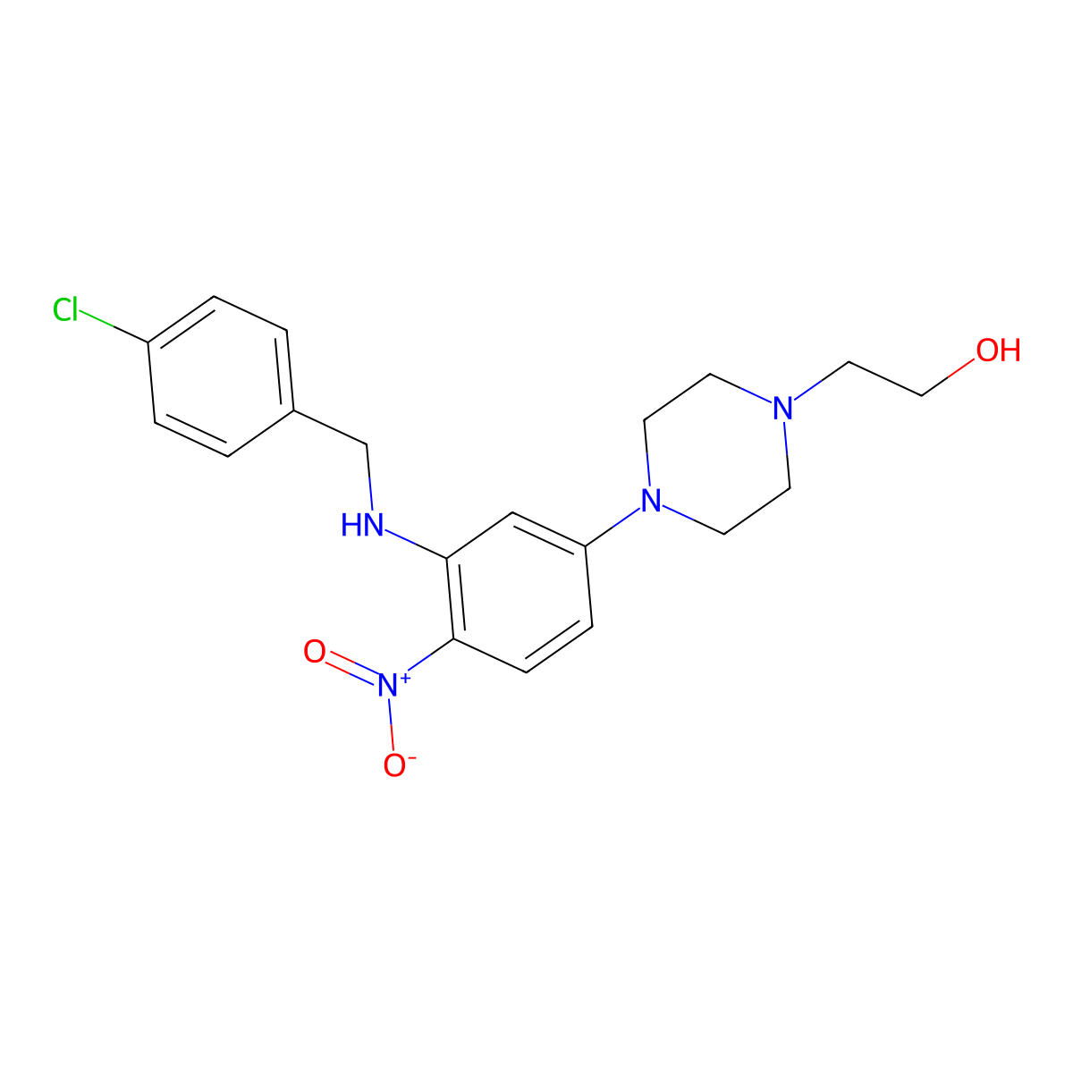 2-[4-[3-[(4-Chlorophenyl)methylamino]-4-nitrophenyl]piperazin-1-yl]ethanol molecular structure, CAS 330177-37-2
