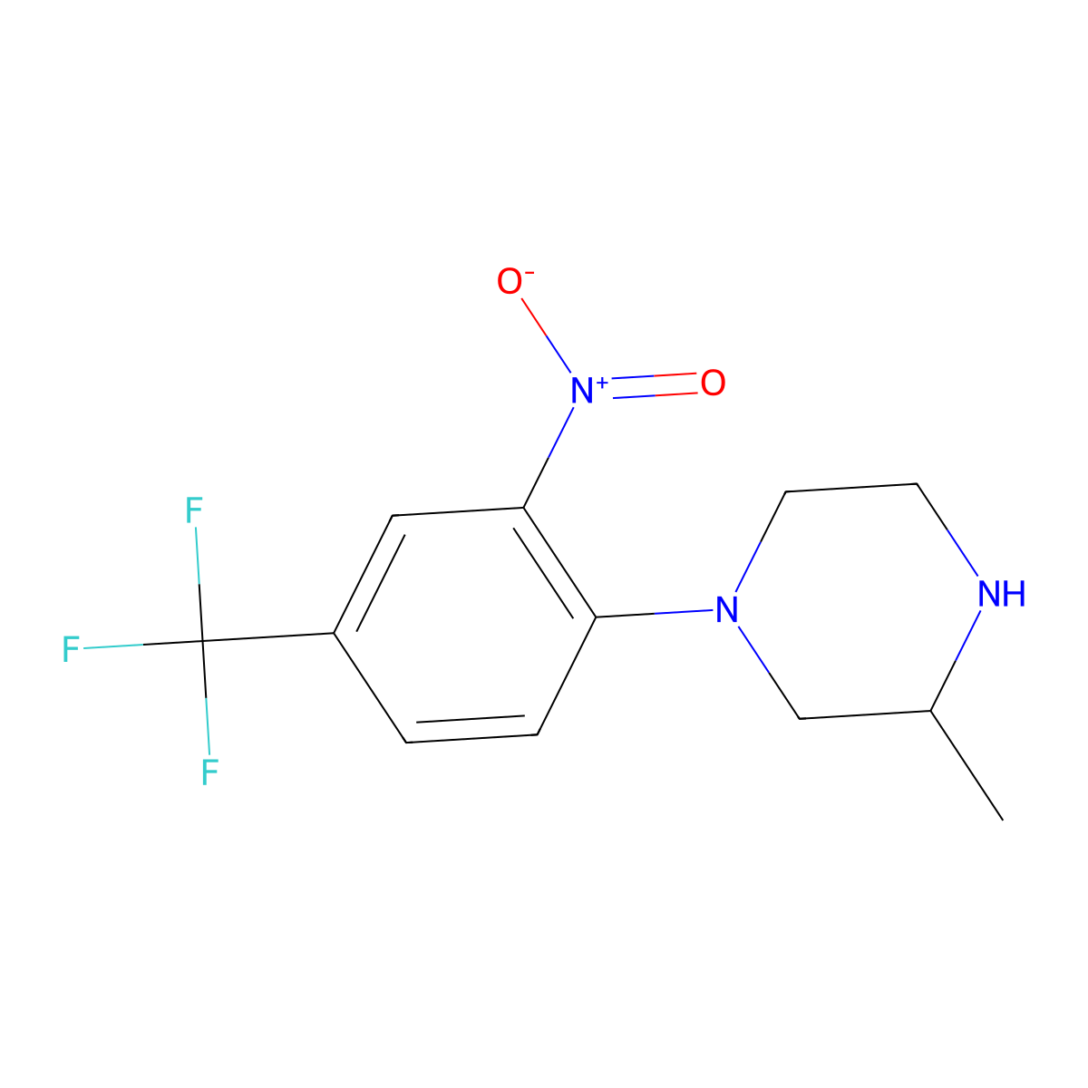 3-Methyl-1-[2-nitro-4-(trifluoromethyl)phenyl]piperazine molecular structure, CAS 330177-44-1