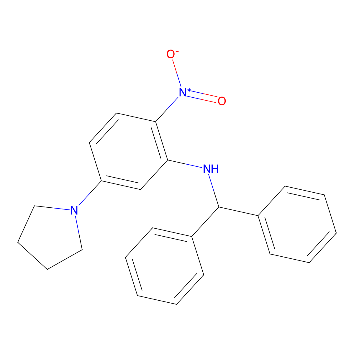 N-benzhydryl-2-nitro-5-pyrrolidin-1-ylaniline molecular structure, CAS 330177-46-3