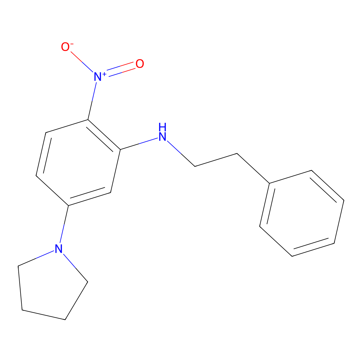 2-nitro-N-(2-phenylethyl)-5-(pyrrolidin-1-yl)aniline molecular structure, CAS 330177-47-4