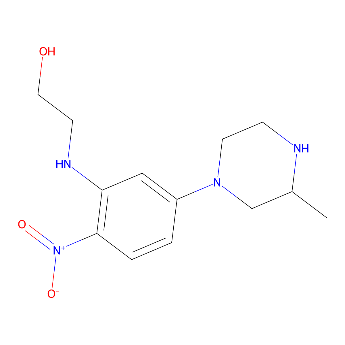 2-{[5-(3-Methylpiperazin-1-yl)-2-nitrophenyl]amino}ethanol molecular structure, CAS 330177-51-0