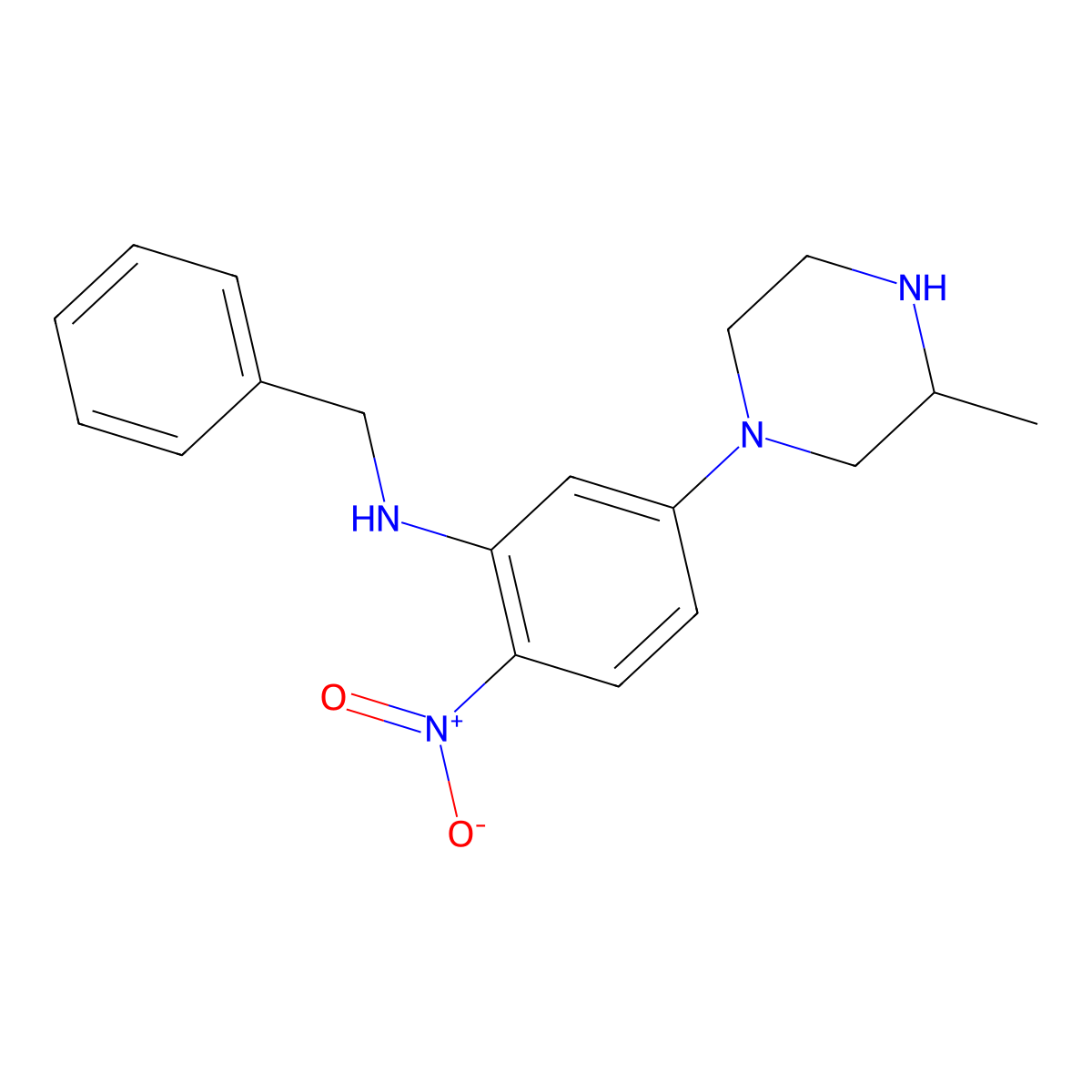 N-benzyl-5-(3-methylpiperazin-1-yl)-2-nitroaniline molecular structure, CAS 330177-55-4