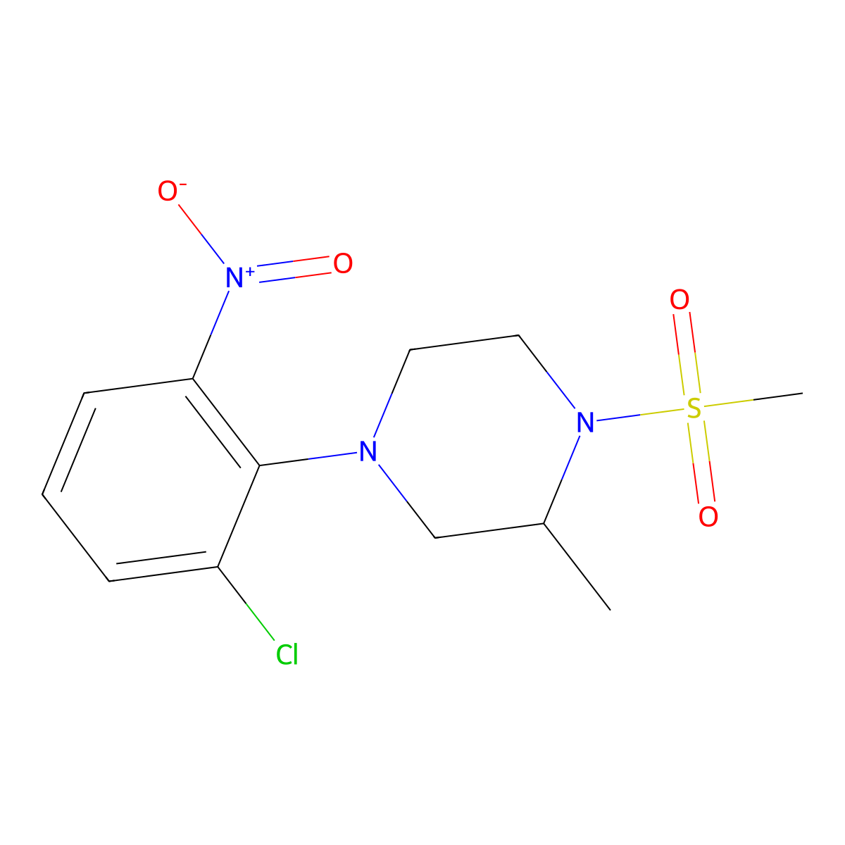 4-(2-Chloro-6-nitrophenyl)-2-methyl-1-methylsulfonylpiperazine molecular structure, CAS 330177-58-7