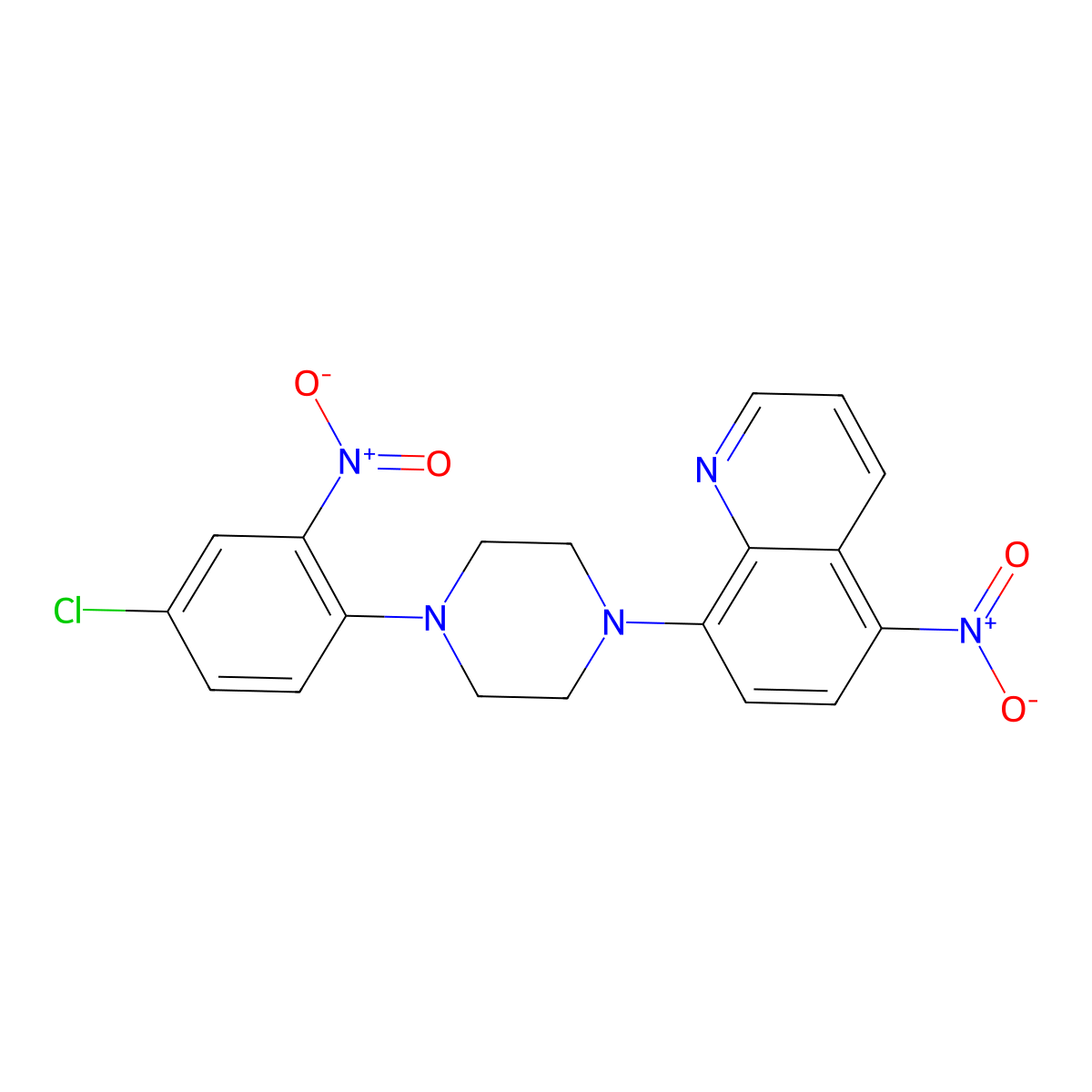 8-[4-(4-Chloro-2-nitrophenyl)piperazin-1-yl]-5-nitroquinoline molecular structure, CAS 330177-64-5