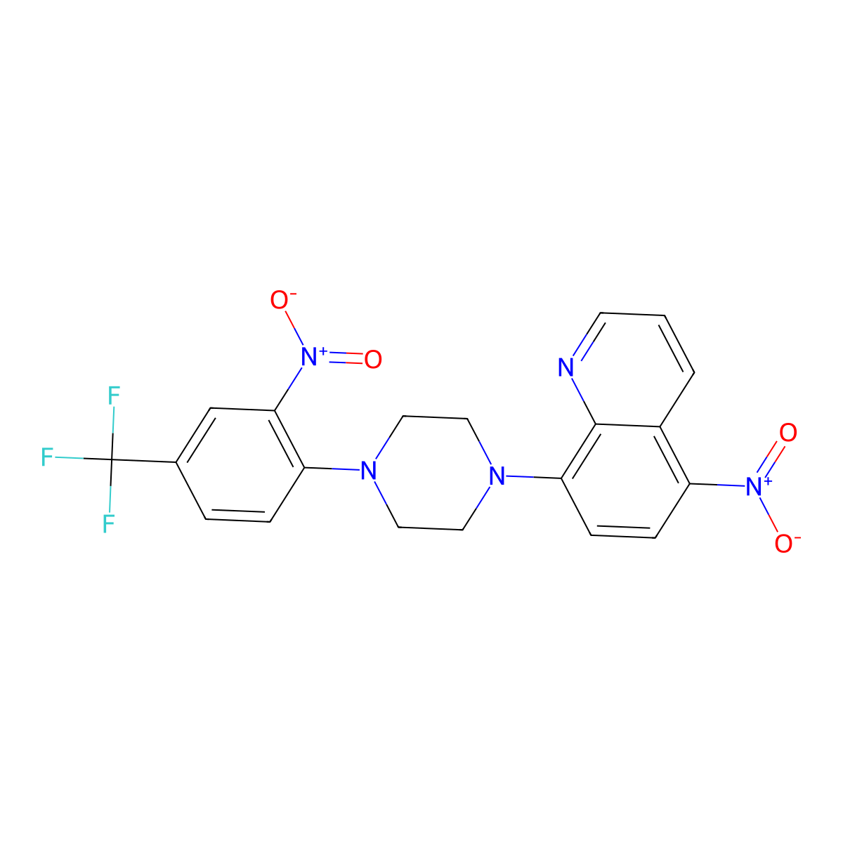 5-Nitro-8-[4-[2-nitro-4-(trifluoromethyl)phenyl]piperazin-1-yl]quinoline molecular structure, CAS 330177-72-5