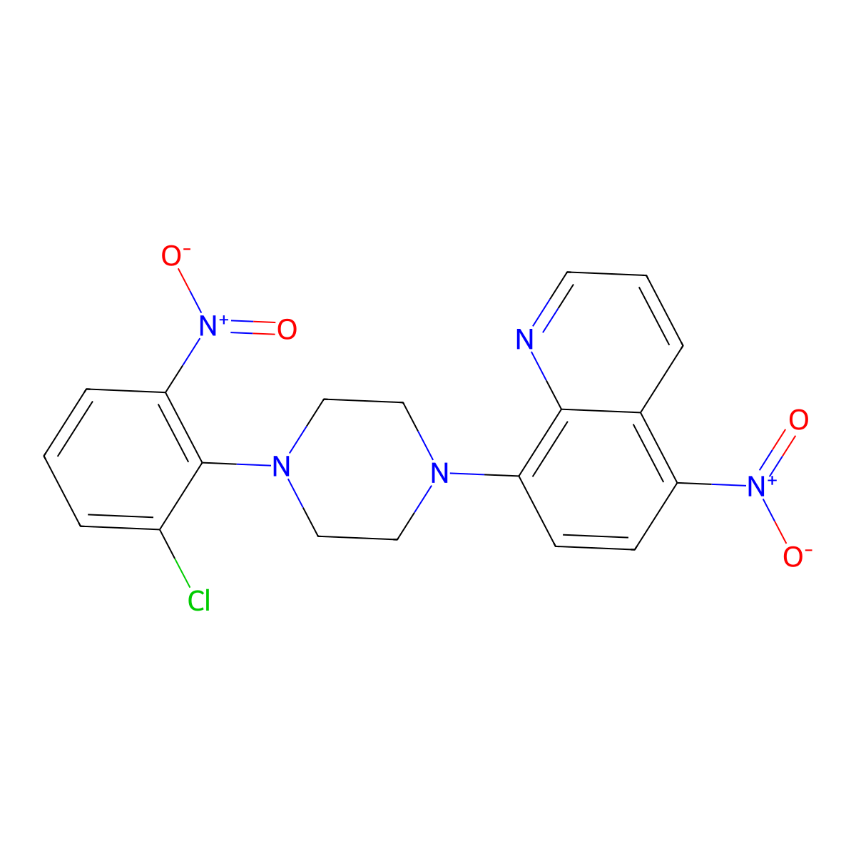 8-[4-(2-Chloro-6-nitrophenyl)piperazin-1-yl]-5-nitroquinoline molecular structure, CAS 330177-75-8