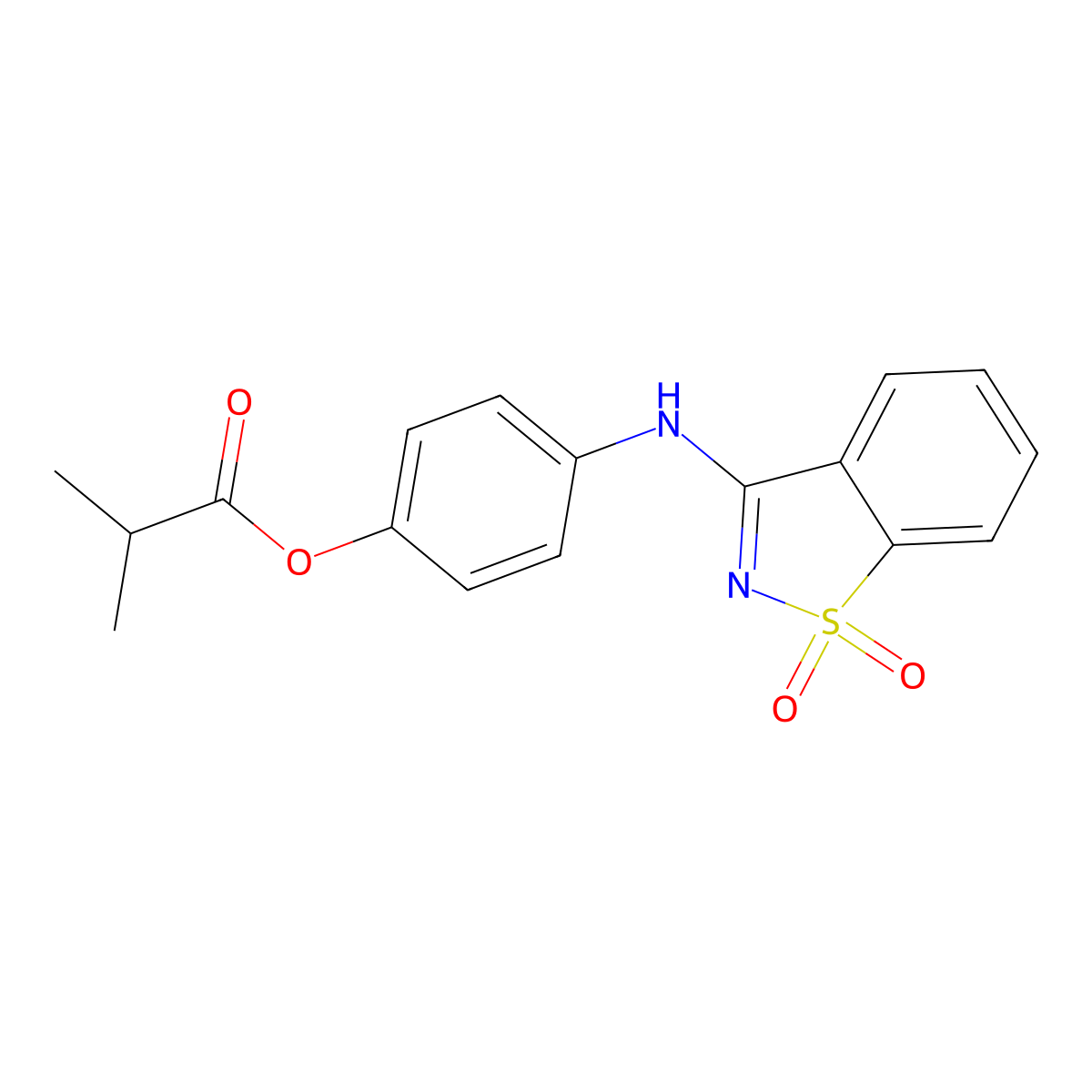 4-[(1,1-Dioxido-1,2-benzothiazol-3-yl)amino]phenyl 2-methylpropanoate molecular structure, CAS 330177-80-5