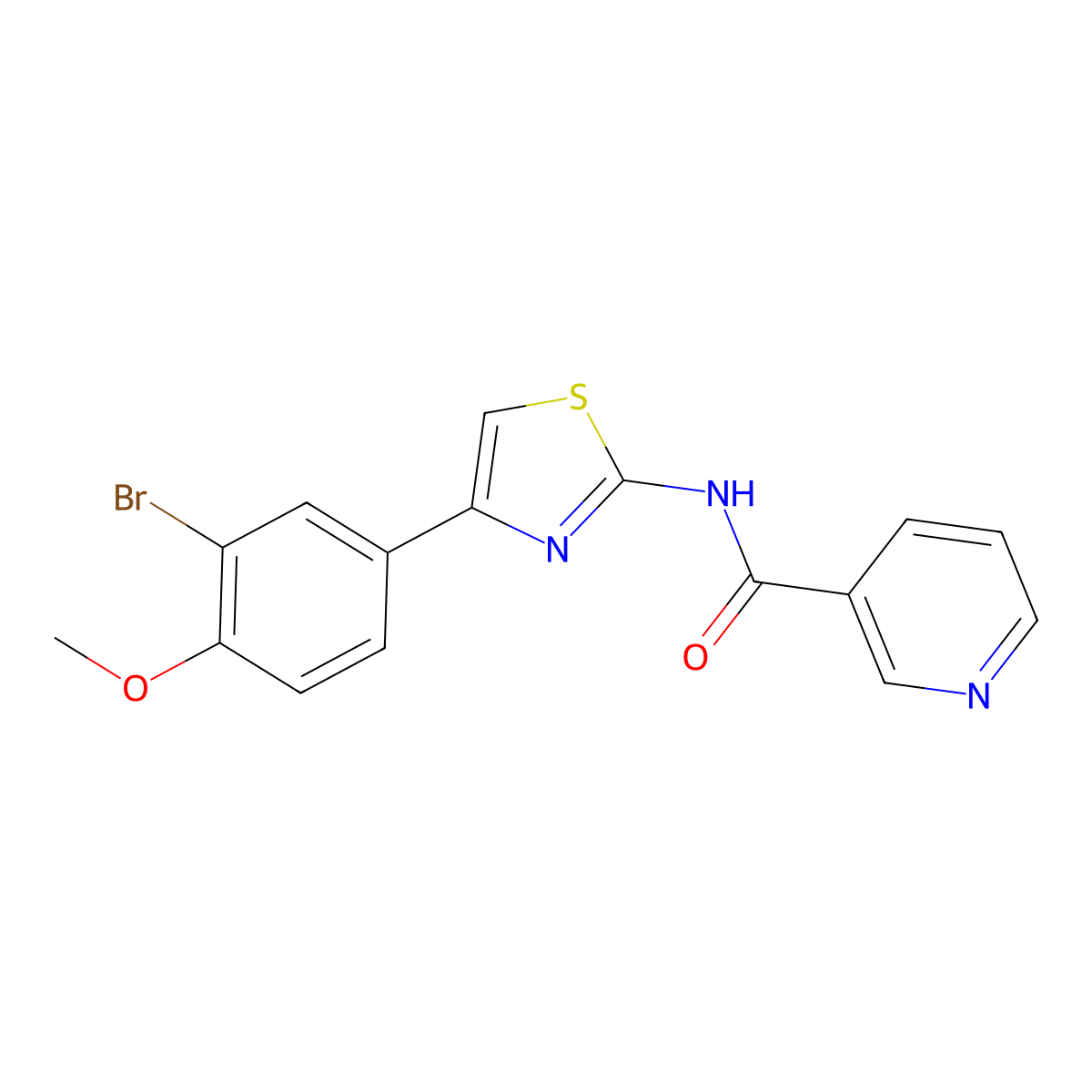 N-[4-(3-bromo-4-methoxyphenyl)-1,3-thiazol-2-yl]pyridine-3-carboxamide molecular structure, CAS 330178-01-3