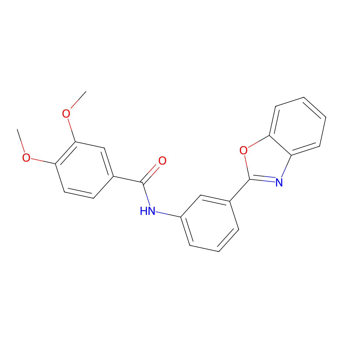 N-[3-(1,3-benzoxazol-2-yl)phenyl]-3,4-dimethoxybenzamide molecular structure, CAS 330178-15-9