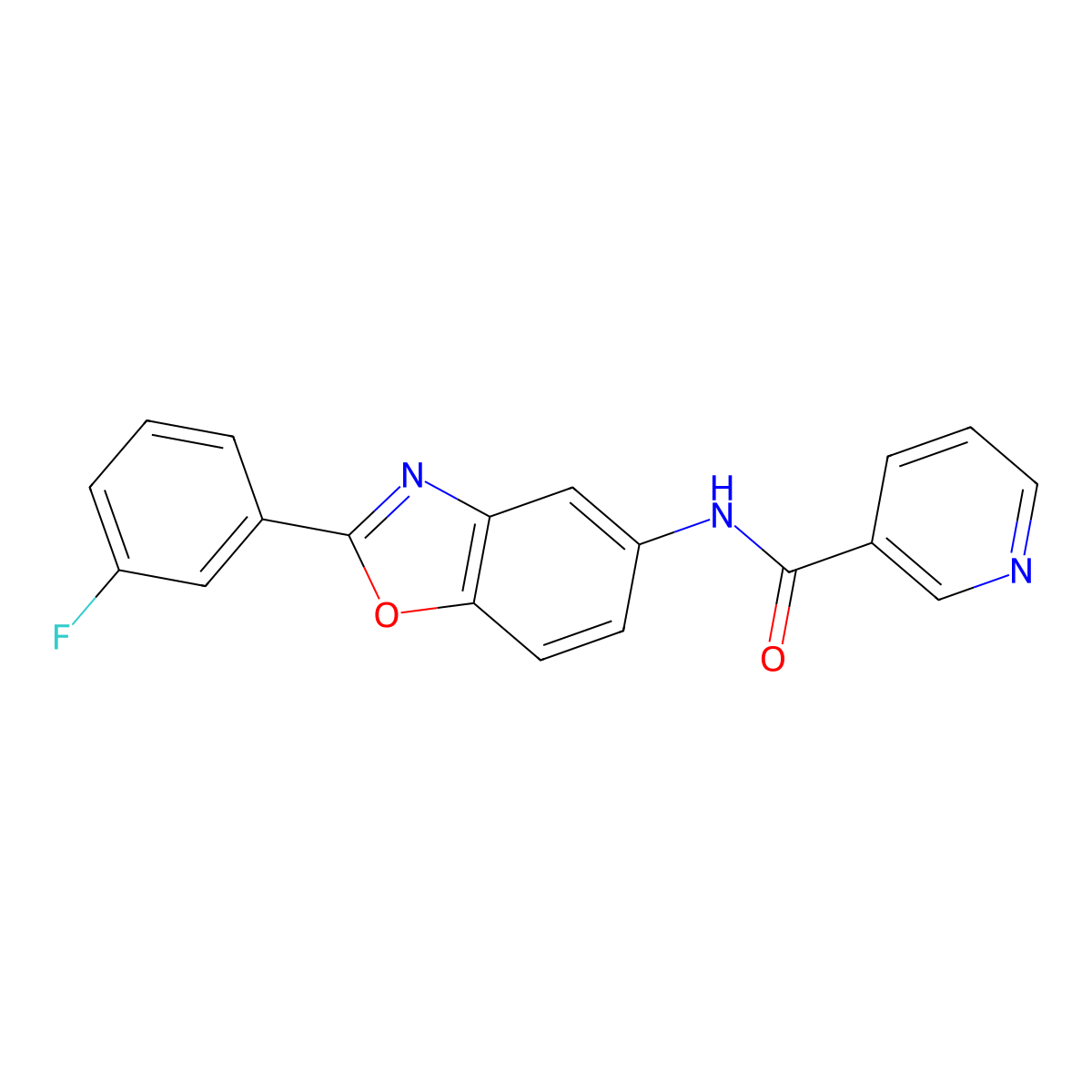 N-[2-(3-fluorophenyl)-1,3-benzoxazol-5-yl]pyridine-3-carboxamide molecular structure, CAS 330178-32-0