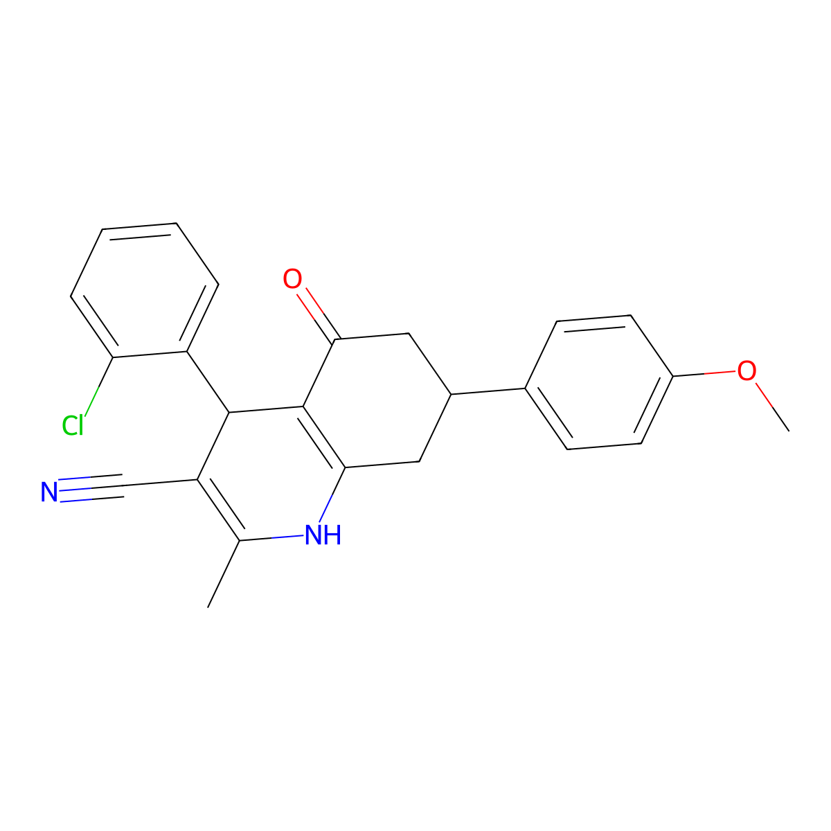 4-(2-chlorophenyl)-7-(4-methoxyphenyl)-2-methyl-5-oxo-4,6,7,8-tetrahydro-1H-quinoline-3-carbonitrile molecular structure, CAS 330178-81-9