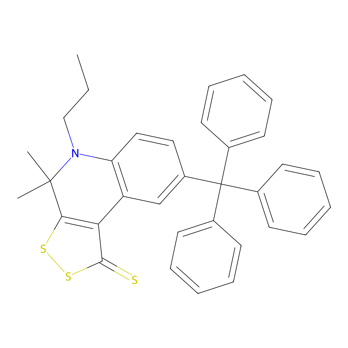 4,4-dimethyl-5-propyl-8-trityl-4,5-dihydro-1H-[1,2]dithiolo[3,4-c]quinoline-1-thione molecular structure, CAS 330179-50-5