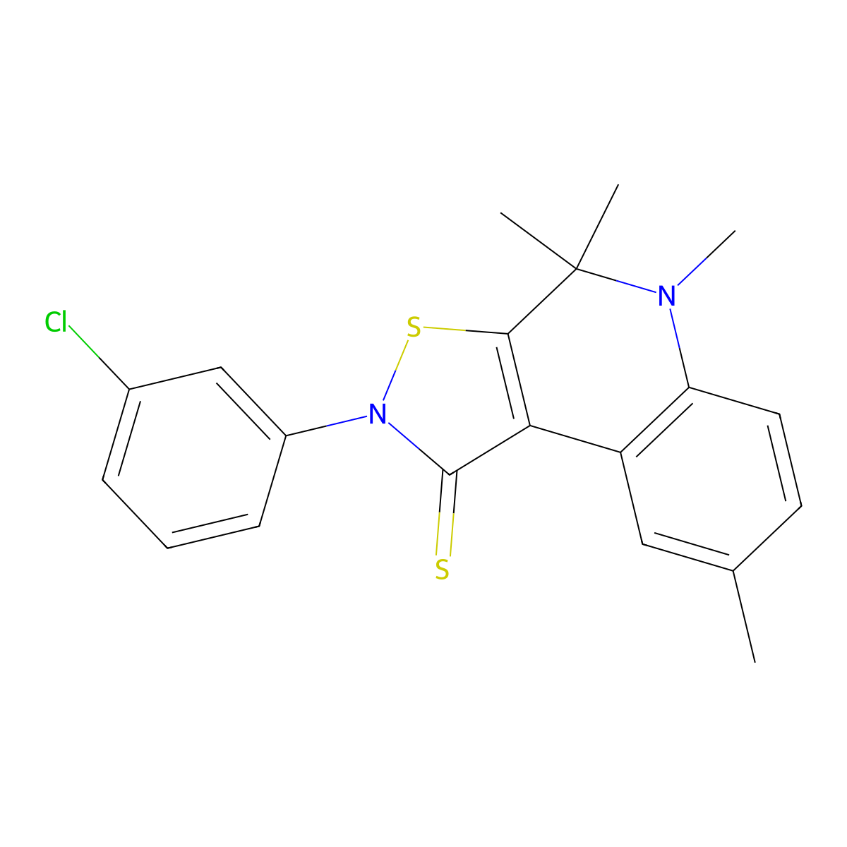 2-(3-Chlorophenyl)-4,4,5,8-tetramethyl-[1,2]thiazolo[5,4-c]quinoline-1-thione molecular structure, CAS 330179-52-7