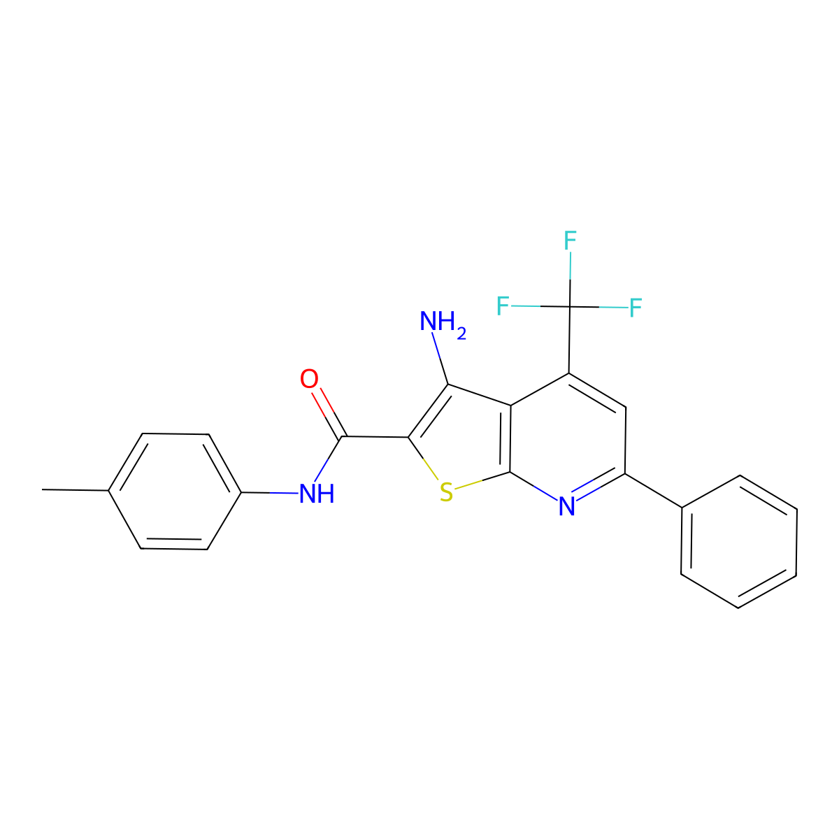 3-Amino-N-(4-ME-PH)-6-PH-4-(trifluoromethyl)thieno(2,3-B)pyridine-2-carboxamide molecular structure, CAS 330179-95-8