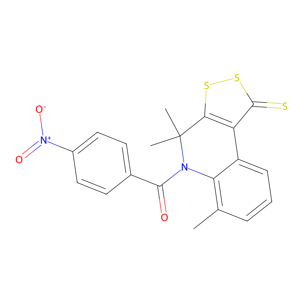 (4-Nitrophenyl)-(4,4,6-trimethyl-1-sulfanylidenedithiolo[3,4-c]quinolin-5-yl)methanone molecular structure, CAS 330180-20-6
