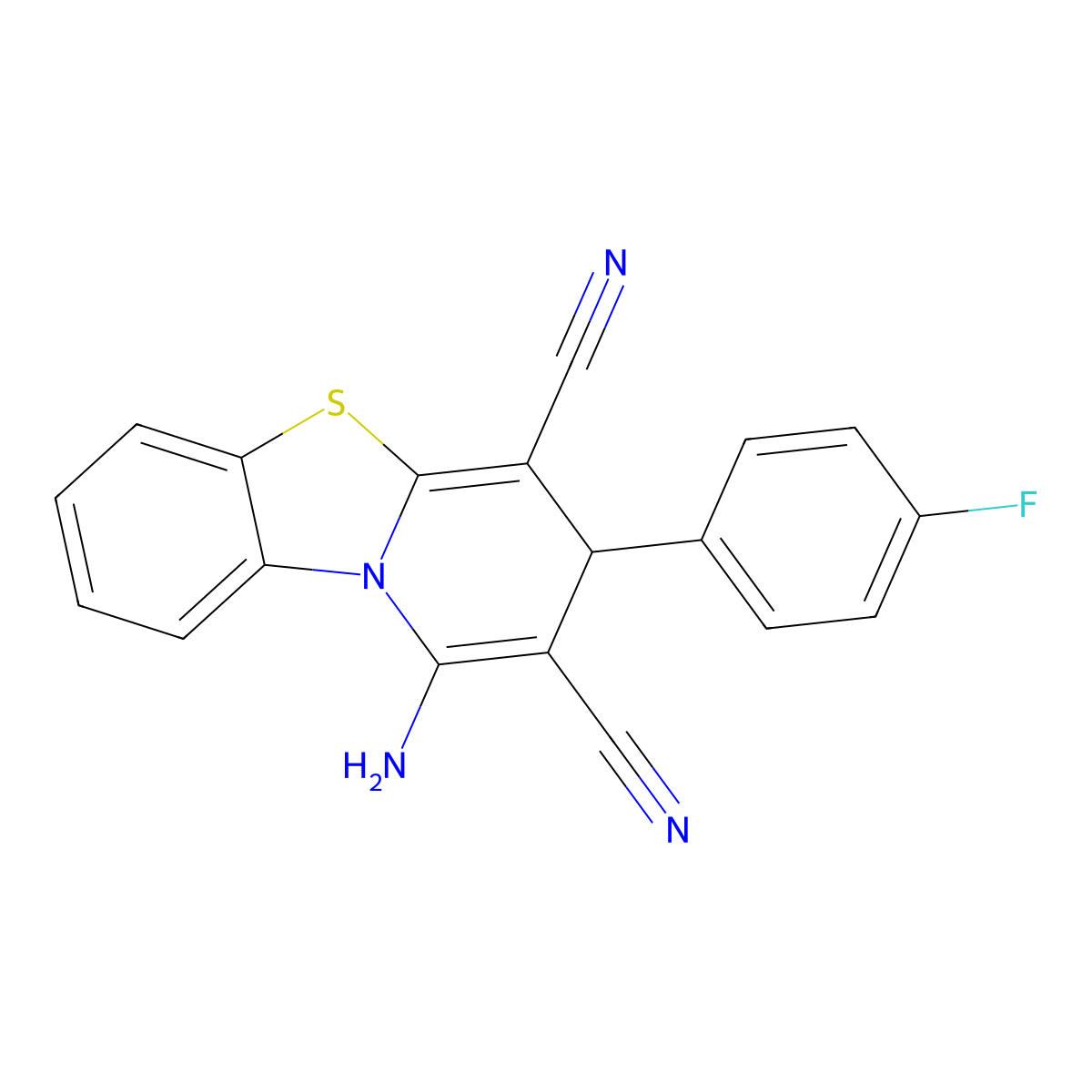1-Amino-3-(4-fluorophenyl)-3H-pyrido[2,1-b][1,3]benzothiazole-2,4-dicarbonitrile molecular structure, CAS 330180-23-9