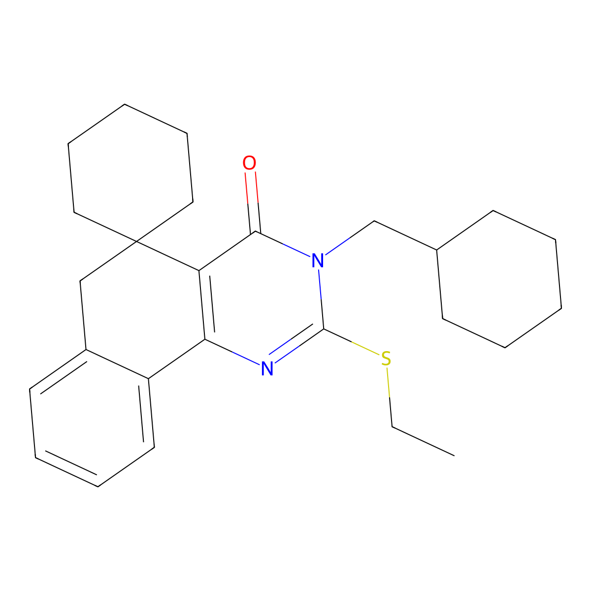 3-(cyclohexylmethyl)-2-ethylsulfanylspiro[6H-benzo[h]quinazoline-5,1'-cyclohexane]-4-one molecular structure, CAS 330180-29-5