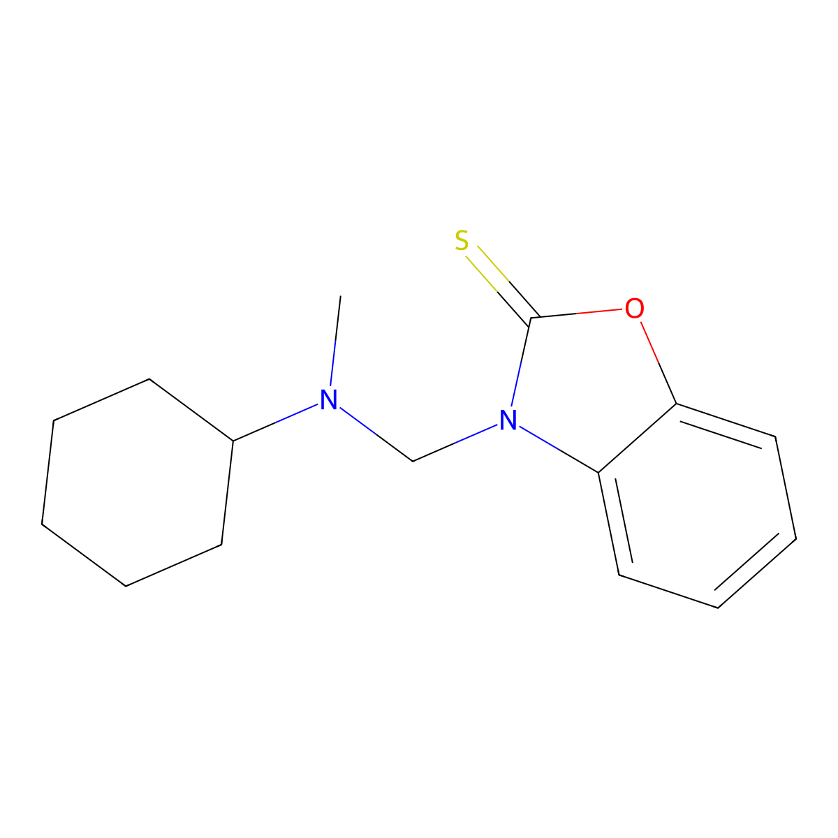 3-[[Cyclohexyl(methyl)amino]methyl]-1,3-benzoxazole-2-thione molecular structure, CAS 330180-47-7
