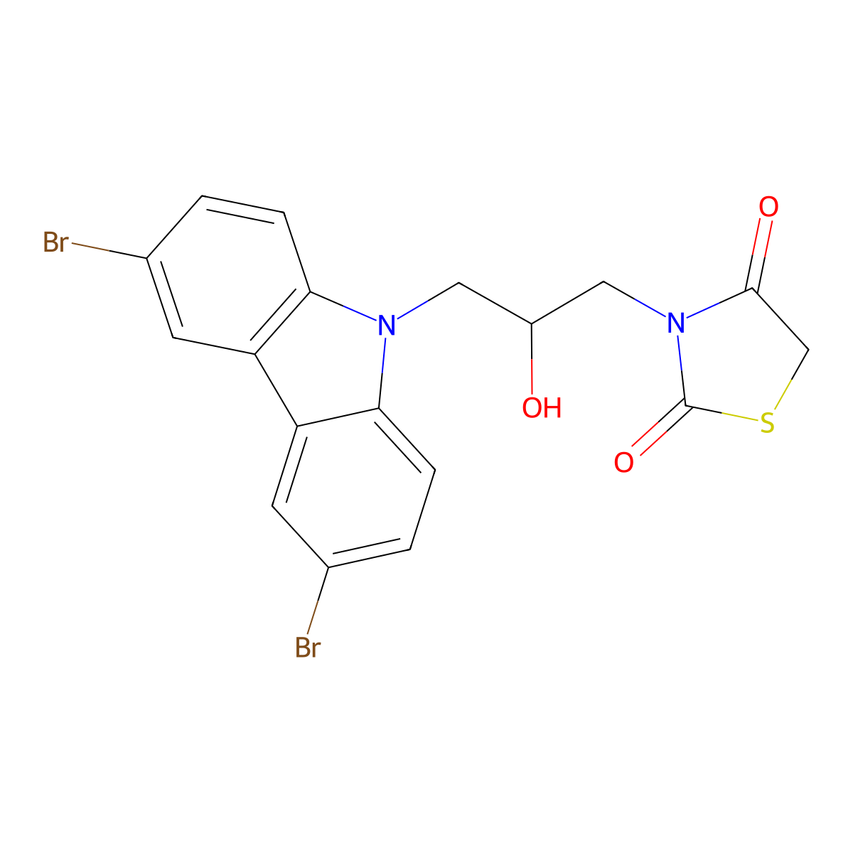 3-[3-(3,6-Dibromo-carbazol-9-yl)-2-hydroxy-propyl]-thiazolidine-2,4-dione molecular structure, CAS 330180-56-8