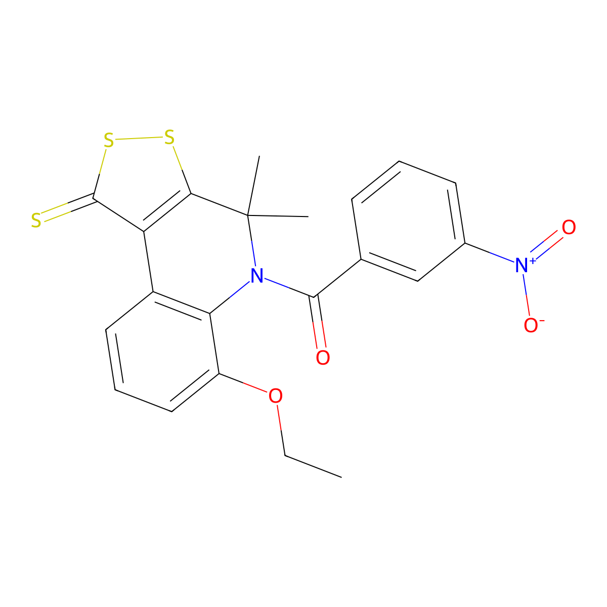 (6-Ethoxy-4,4-dimethyl-1-sulfanylidenedithiolo[3,4-c]quinolin-5-yl)-(3-nitrophenyl)methanone molecular structure, CAS 330180-62-6