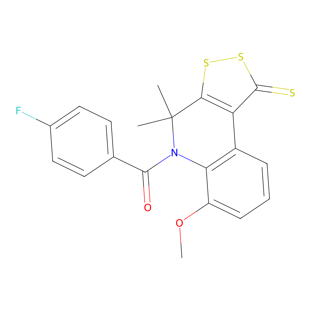 5-(4-fluorobenzoyl)-6-methoxy-4,4-dimethyl-4,5-dihydro-1H-[1,2]dithiolo[3,4-c]quinoline-1-thione molecular structure, CAS 330180-80-8