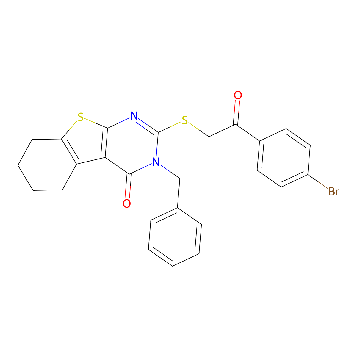 3-Benzyl-2-[2-(4-bromophenyl)-2-oxoethyl]sulfanyl-5,6,7,8-tetrahydro-[1]benzothiolo[2,3-d]pyrimidin-4-one molecular structure, CAS 330180-84-2