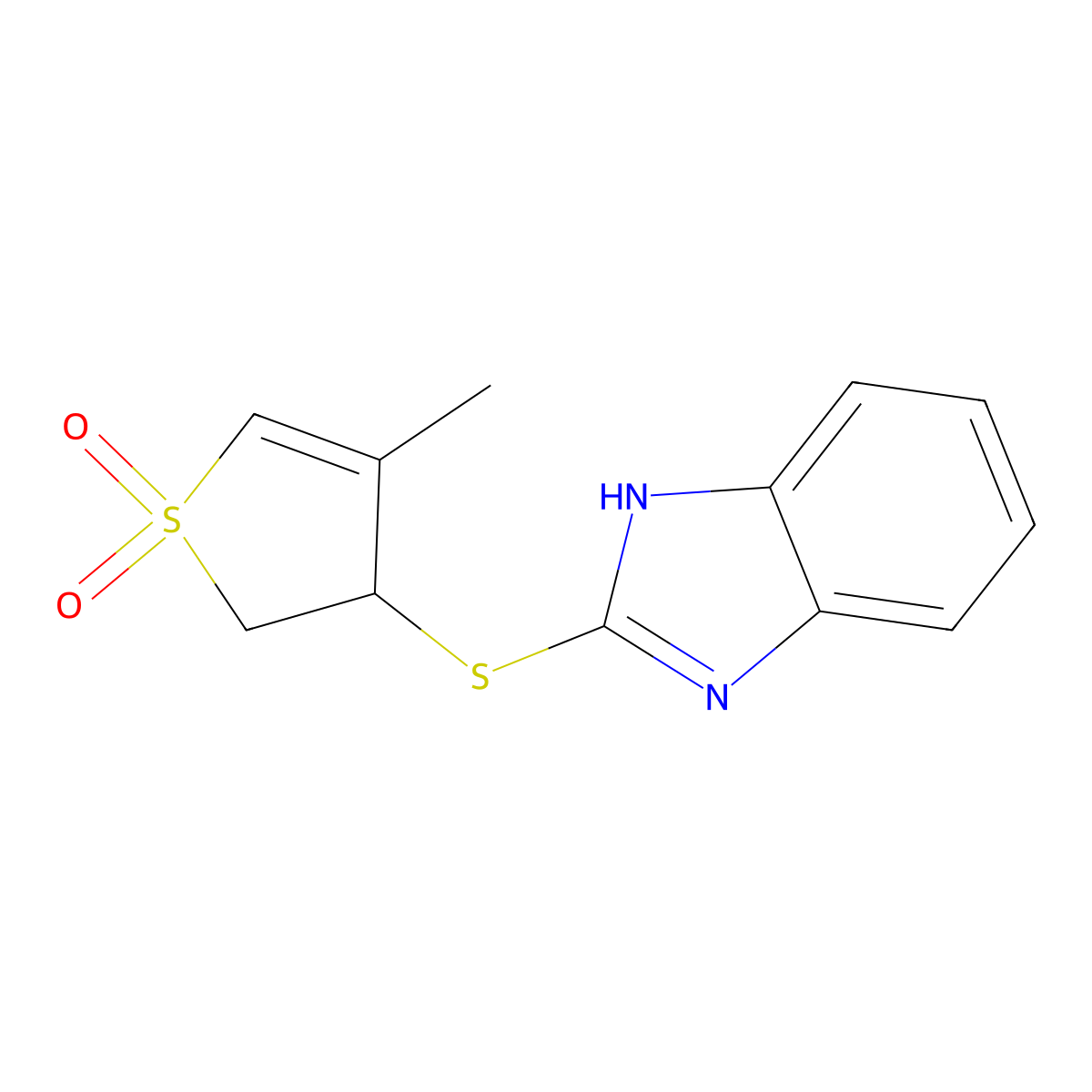 4-Benzimidazol-2-ylthio-3-methyl-4,5-dihydrothiophene-1,1-dione molecular structure, CAS 330180-86-4