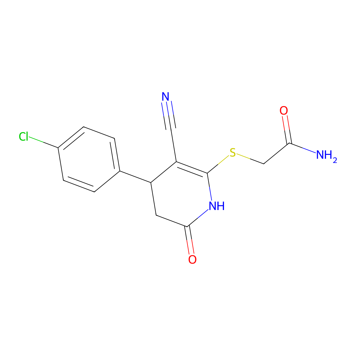 2-{[4-(4-Chlorophenyl)-3-cyano-6-oxo-1,4,5,6-tetrahydro-2-pyridinyl]sulfanyl}acetamide molecular structure, CAS 330181-05-0
